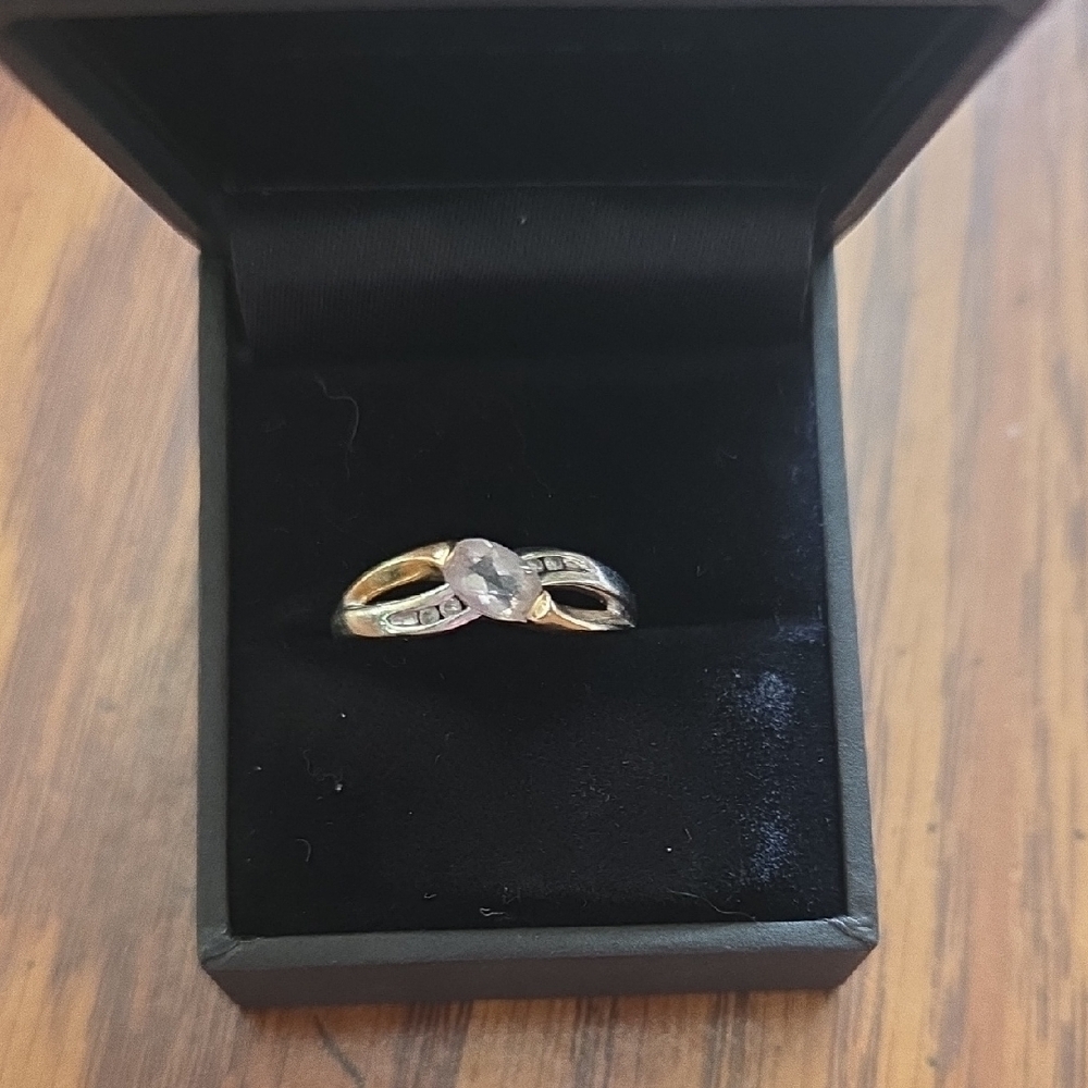 14K Two-Tone Gold Morganite and Diamond Ring - Picture 4 of 4